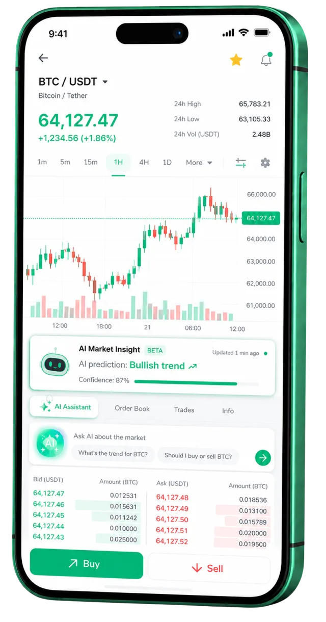 Aplicação móvel de trading Valor Gestência em funcionamento num smartphone